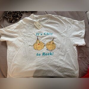 Fashion Brand Company White Tee with Chic Onion Graphic